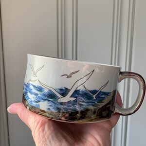 Vintage Otagiri stoneware Seagull Ocean Scene Pottery Mug Soup Cottagecore